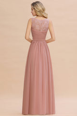 Dusty Rose V Neck Bridesmaid Dress A Line Evening Dress