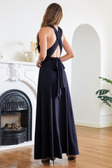 Navy Prom Dress Convertible Floor Length Sheath/Column Evening Dress