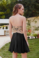 Ivory Chiffon Homecoming Dress A Line Sweetheart Short Prom Dress with Appliques