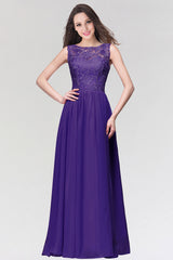 Lilac Bridesmaid Dress Sleeveless Lace Chiffon Evening Dress