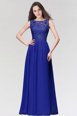 Lilac Bridesmaid Dress Sleeveless Lace Chiffon Evening Dress