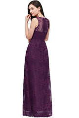 Lilac V Neck Bridesmaid Dress Lace Party Dress