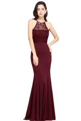 Black Halter Neck Bridesmaid Dress Mermaid Lace Evening Dress