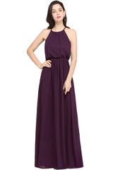 Silver Halter Neck Bridesmaid Dress Sleeveless Wedding Guest Dress