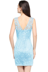 Red Lace Crew Neck Cocktail Party Sleeveless Bodycon Wedding Party Dress