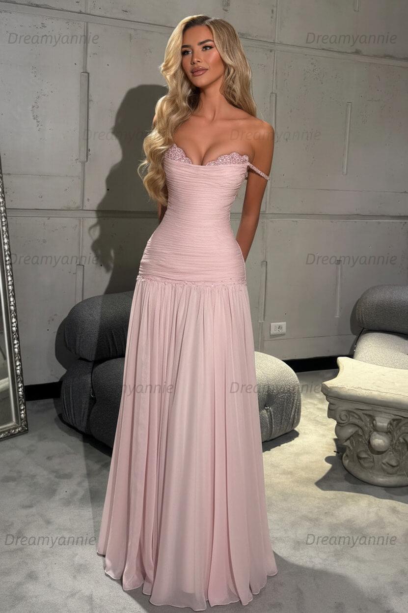 Dreamyannie Mint Green Off The Shoulder Prom Dress A Line Formal Evening Gown