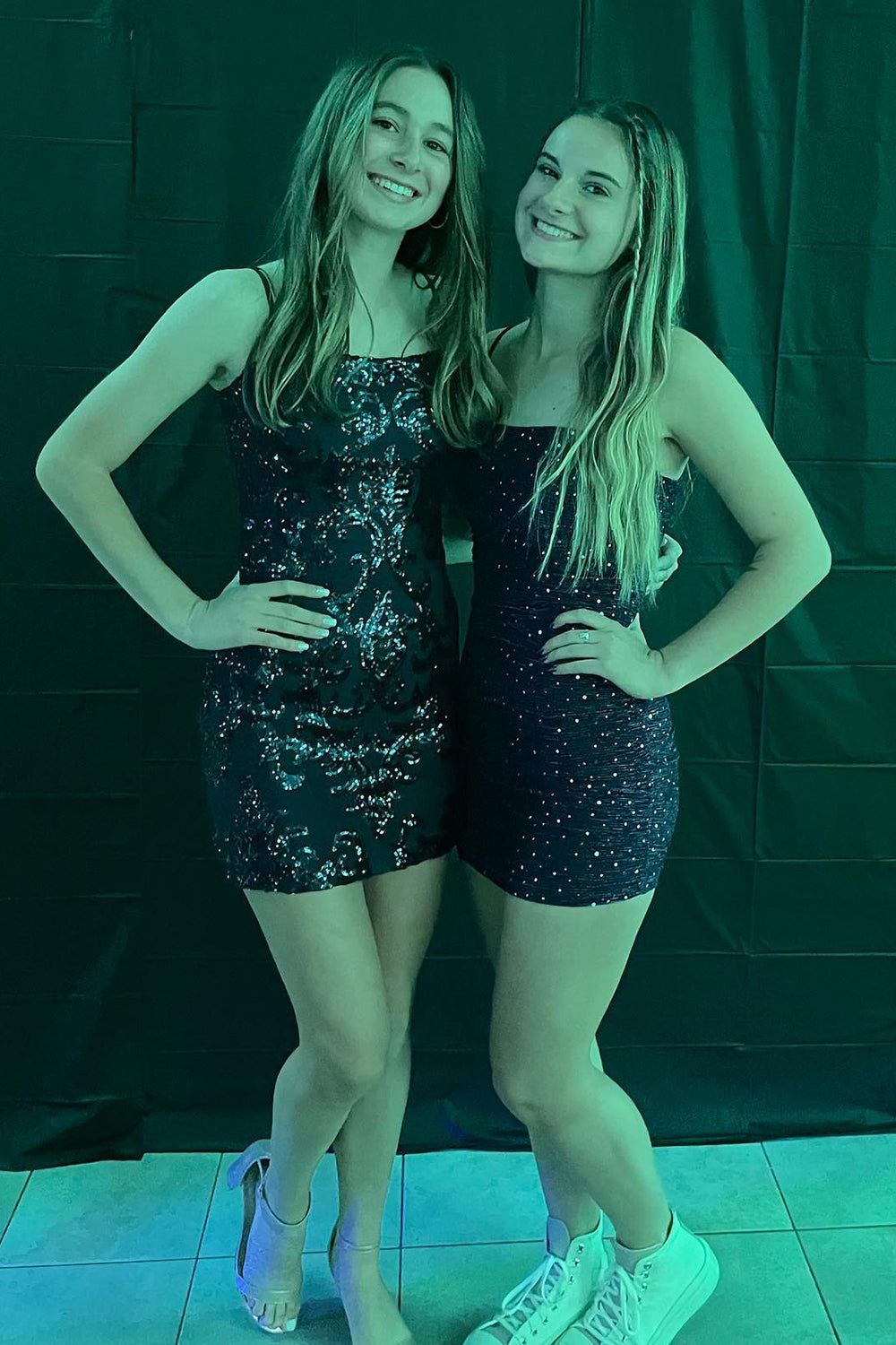 Champagne Homecoming Dress Sequin Spaghetti Straps Tight Short Cocktail Dresses