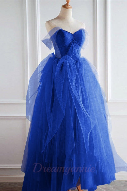 Champagne Prom Dress Off the Shoulder Tulle Lace Long Formal Dress Evening Dress