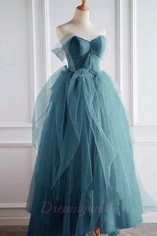 Champagne Prom Dress Off the Shoulder Tulle Lace Long Formal Dress Evening Dress