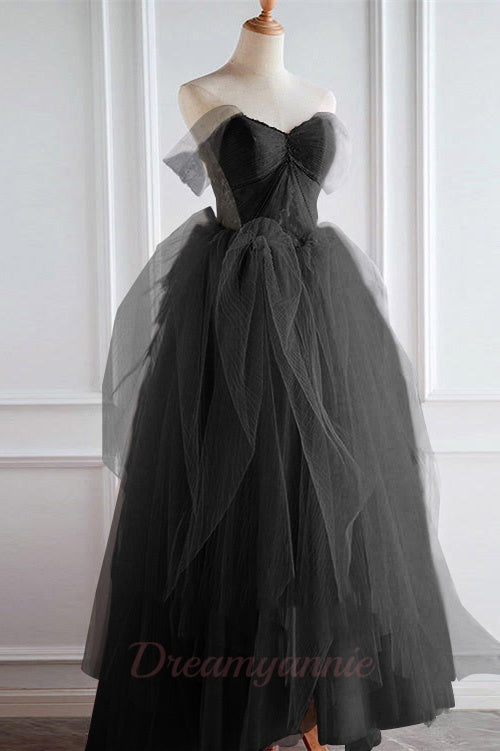 Champagne Prom Dress Off the Shoulder Tulle Lace Long Formal Dress Evening Dress
