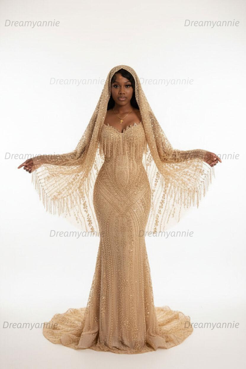 Dreamyannie Sweetheart Prom Dress Mermaid Stunning Evening Dress with Beadings