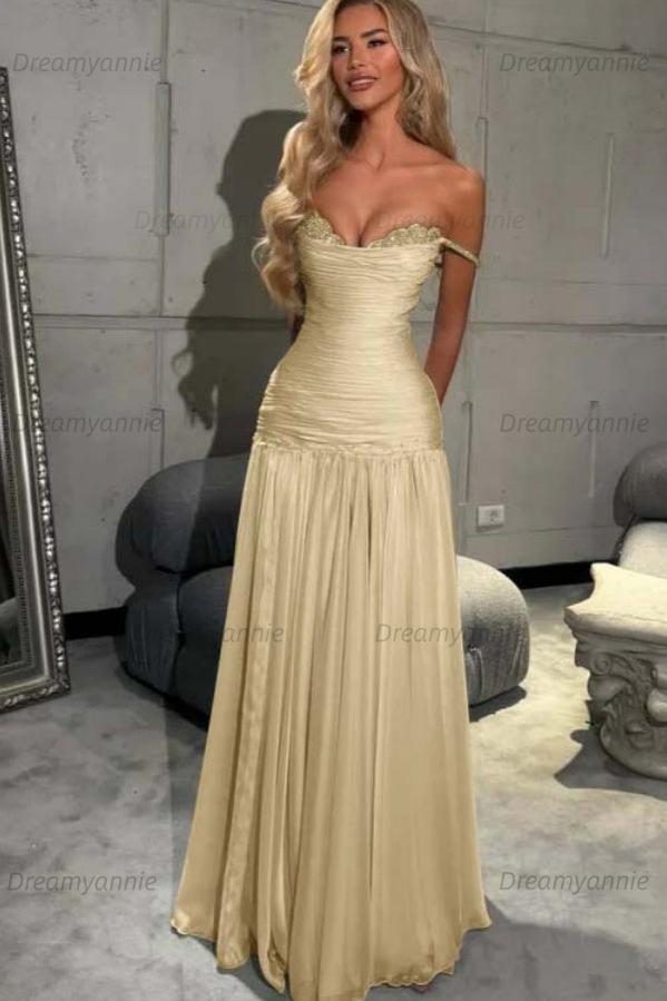 Dreamyannie Mint Green Off The Shoulder Prom Dress A Line Formal Evening Gown
