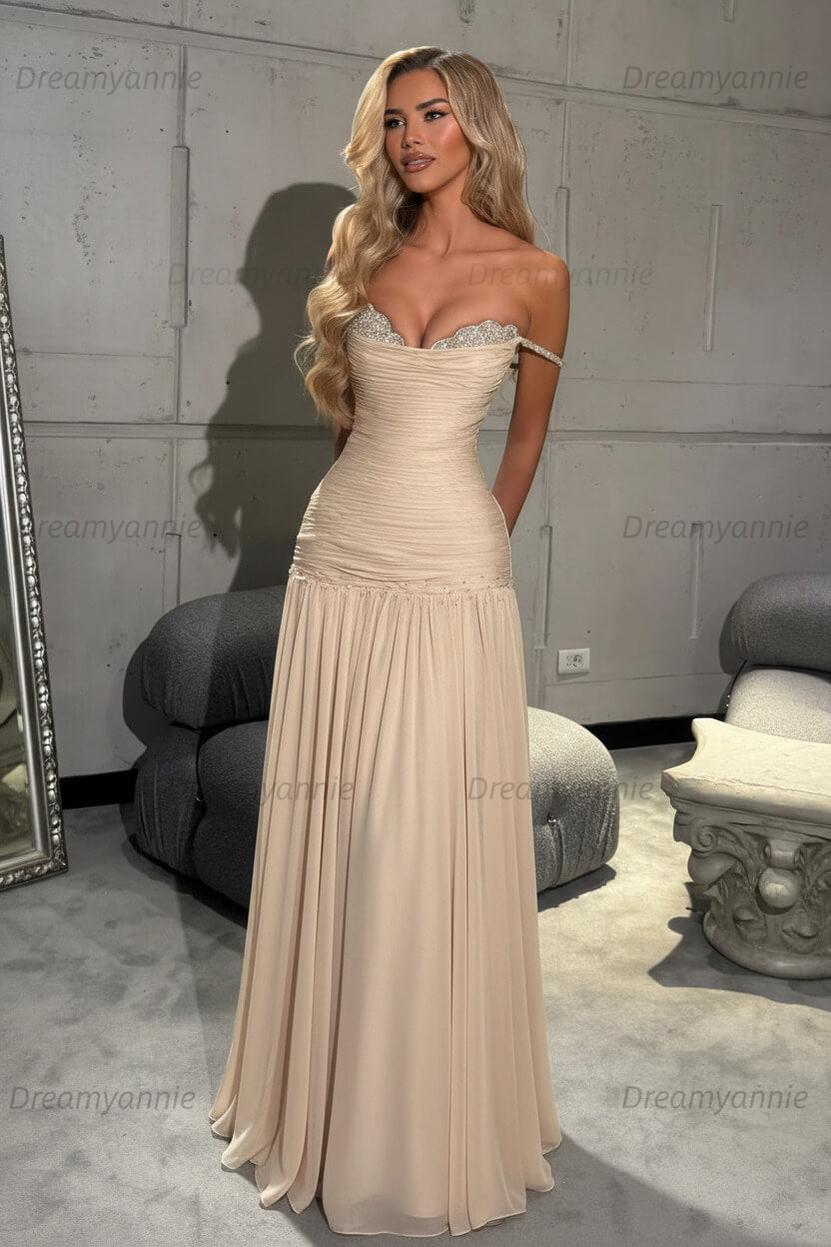 Dreamyannie Mint Green Off The Shoulder Prom Dress A Line Formal Evening Gown