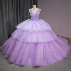 Charming Bling Quinceanera Dress 2024 Purple Corset Sweet 16 Dress V Neck Sleeveless Ball Gown Dress