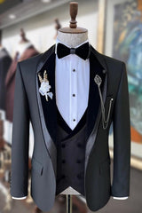 Chic Dark Gray Shawl Lapel 3 Piece Wedding Suit