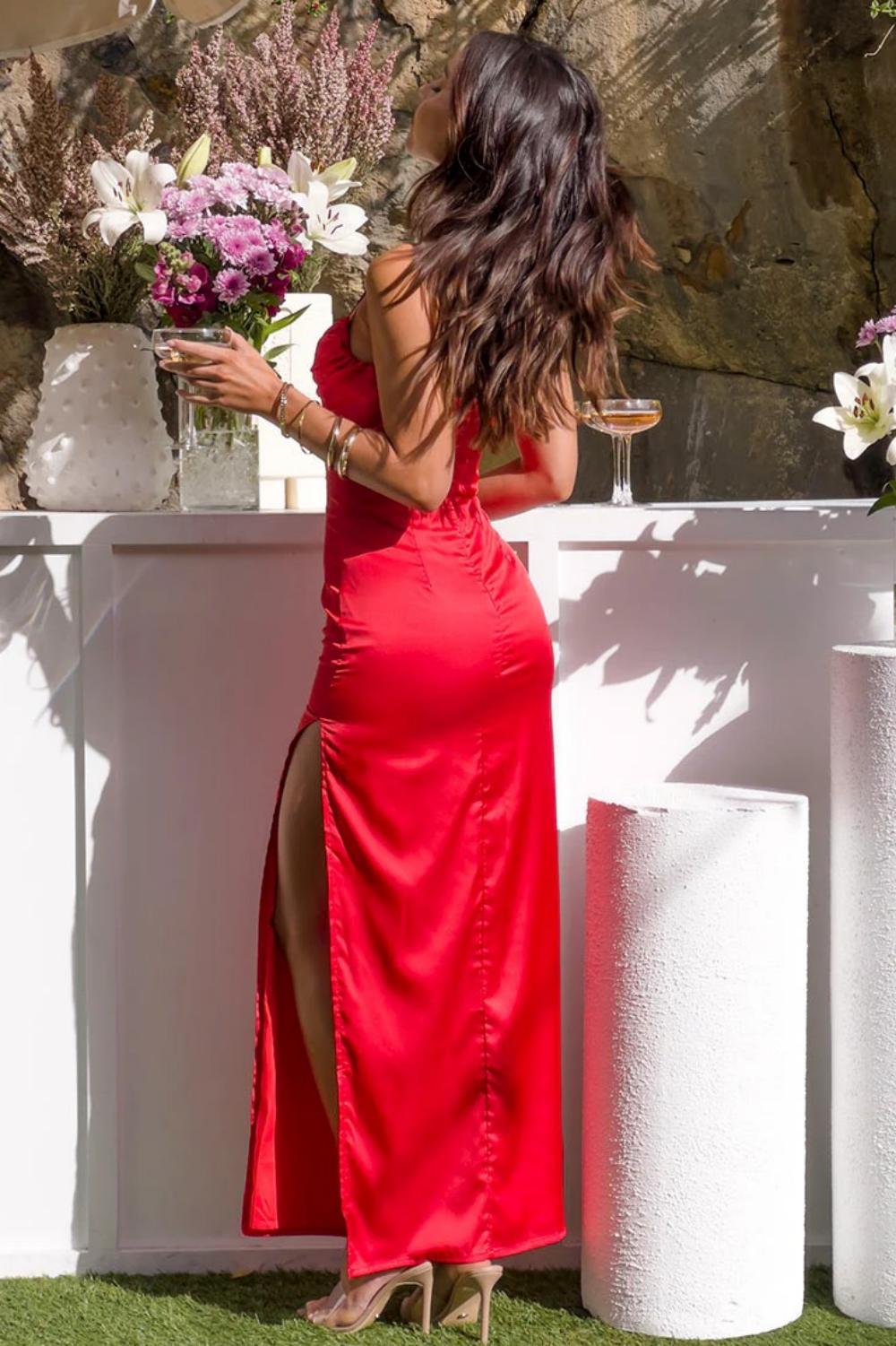 Classic Sheath Spaghetti Straps Candy Pink Long Prom Dress With Ruched Formal Evening Gown