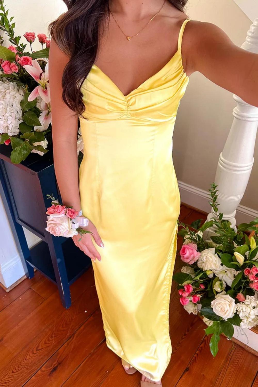 Classic Sheath Spaghetti Straps Candy Pink Long Prom Dress With Ruched Formal Evening Gown