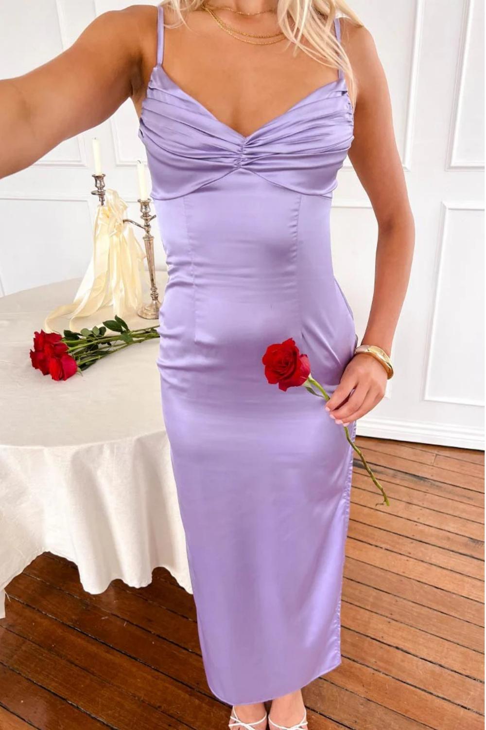 Classic Sheath Spaghetti Straps Candy Pink Long Prom Dress With Ruched Formal Evening Gown