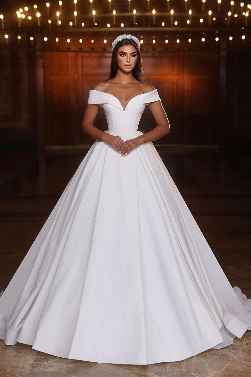 classic white wedding dress Cinderella Love Satin luxury Classic Wedding Dresses with Sleeves,Illusion