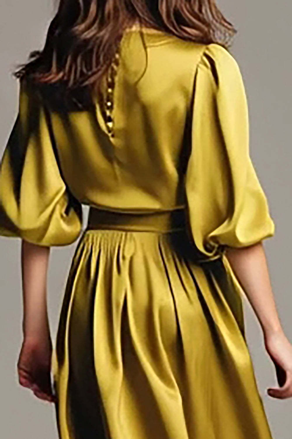 Coffee Satin Half Sleeves A-Line Long Evening Dress