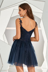 Coral Homecoming Dress Backless Short Cocktail Dress with Appliques