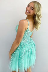 Coral Homecoming Dress Backless Short Cocktail Dress with Appliques