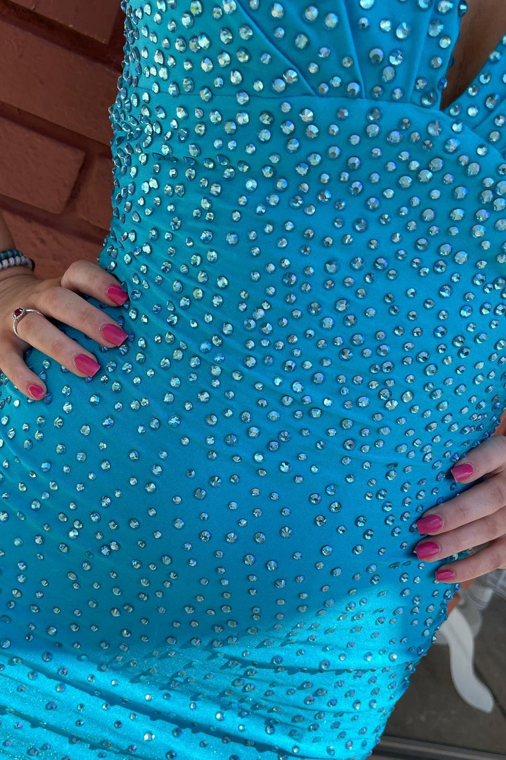 Coral Homecoming Dress Beaded V-Neck Backless Tight Short Cocktail Dresses