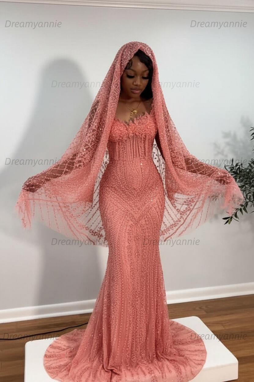Dreamyannie Sweetheart Prom Dress Mermaid Stunning Evening Dress with Beadings