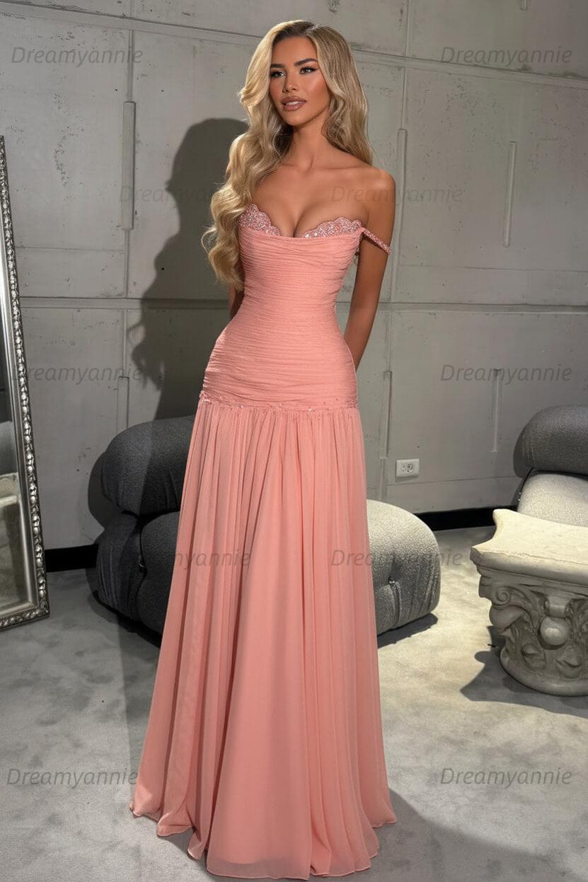 Dreamyannie Mint Green Off The Shoulder Prom Dress A Line Formal Evening Gown