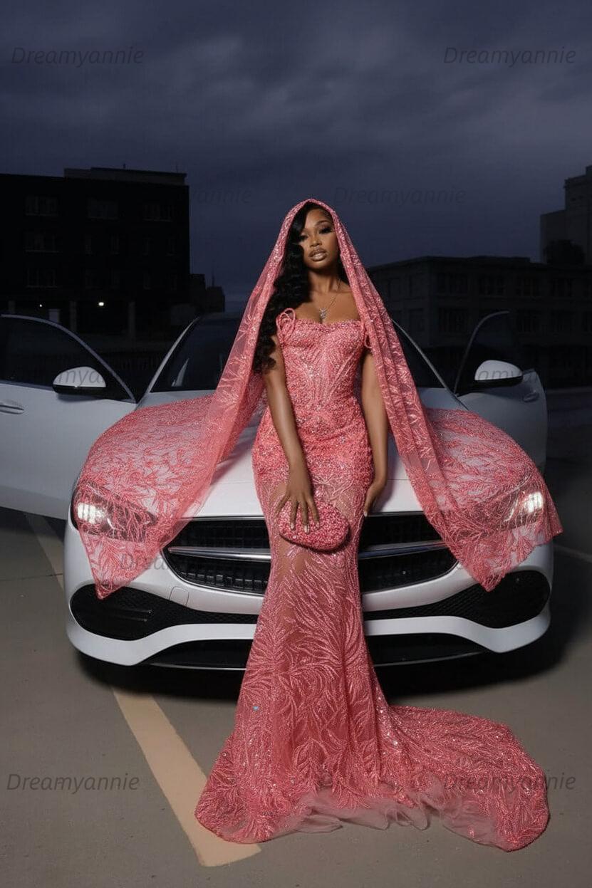 Strapless Silver Prom Dress Sequined Tulle Mermaid Formal Evening Dress