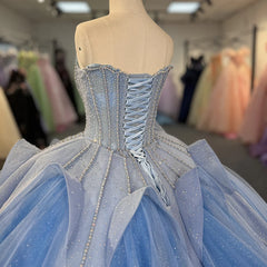 Beautiful Blue Quinceanera Dress 2025 Sequin Ball Gown Lace Up Sweet 16 Dress