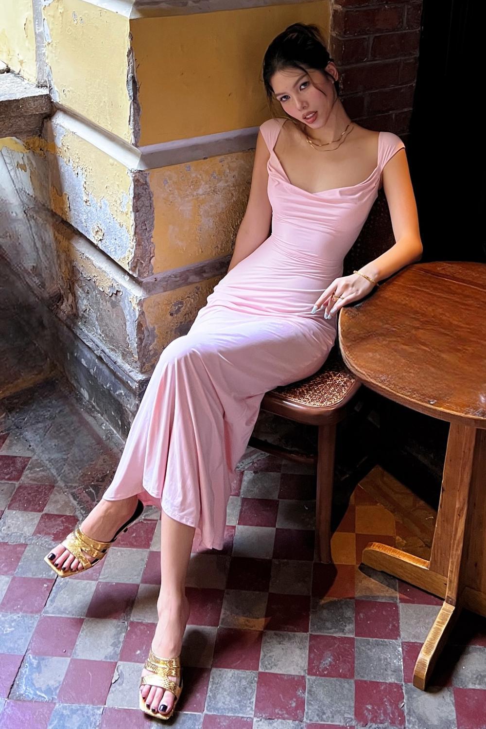 Cute Mermaid Off The Shoulder Pink Long Prom Dress With Criss Cross Back Formal Evening Gown