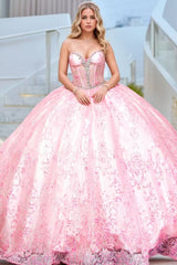 Cute & Modern Ball Gown Sweetheart Neck Sleeveless Beaded Sequins Appliques Pink Tulle Quinceanera Dress Birthday Party Dress For Sweet 16