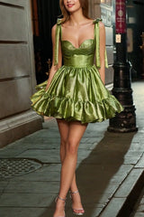 Green Homecoming Dress A-Line Bowknot Cocktail Dress