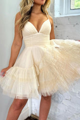 Pink Homecoming Dress Spaghetti Straps Tulle Short Party Dress