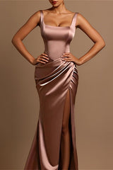 Sheath/Column Prom Dress Square Neckline Floor-length Formal Dress