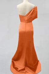 Orange Prom Dress Mermaid One Shoulder Evening Dress