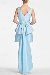 Ivory V Neck A Line Homecoming Dress Short Cocktail Dress with Bow