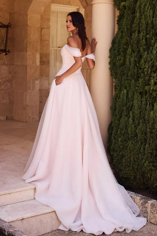 Ivory Wedding Dress A Line Off the Shoulder Bridal Dress with Slit