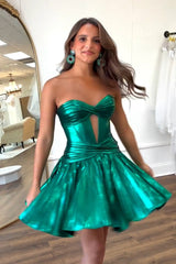 Dark Green Homecoming Dress Corset Sweetheart A Line Short Prom Dress