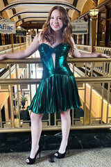 Dark Green Homecoming Dress Corset Sweetheart A Line Short Prom Dress