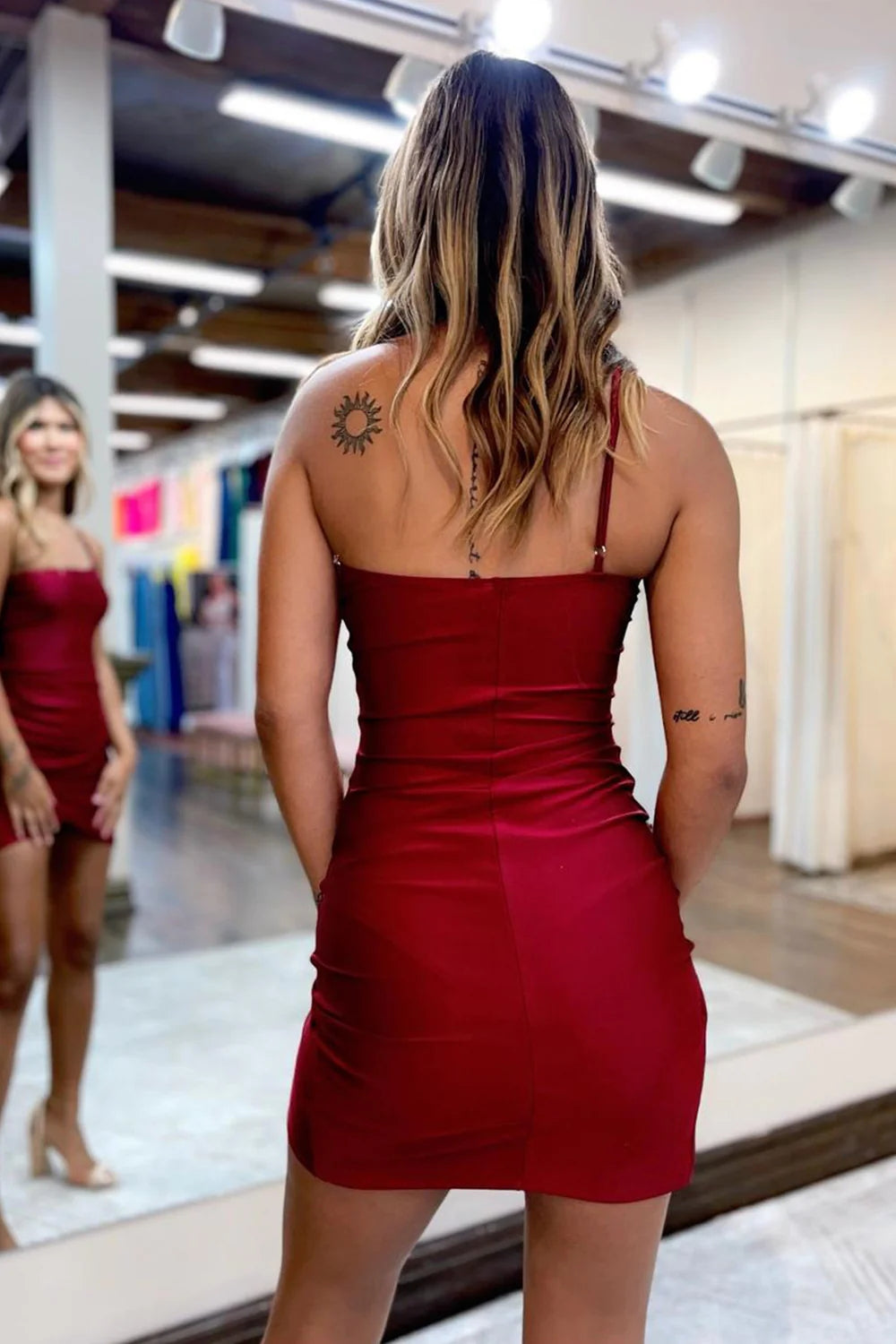 Dark Green Homecoming Dress One Shoulder Asymmetrical Tight Short Cocktail Dresses