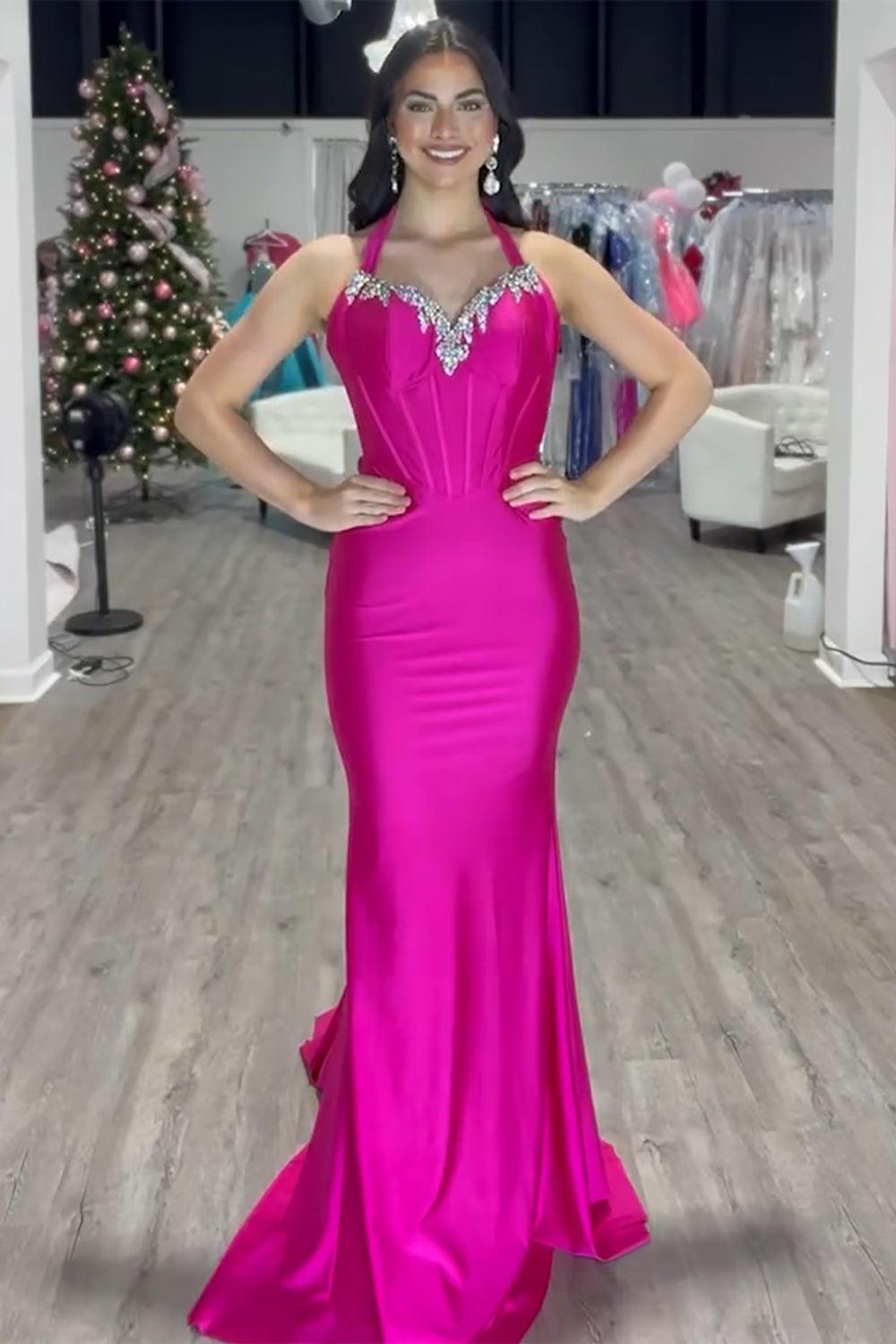 Dark Green Prom Dress Floral Mermaid Spaghetti Straps Long Formal Dress