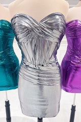 Dark Purple Homecoming Dress Sweetheart Corset Tight Short Prom Dress