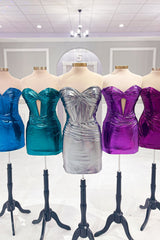 Dark Purple Homecoming Dress Sweetheart Corset Tight Short Prom Dress