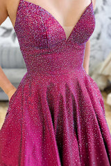 Dark Purple Prom Dress A-Line Spaghetti Straps Long Formal Dress