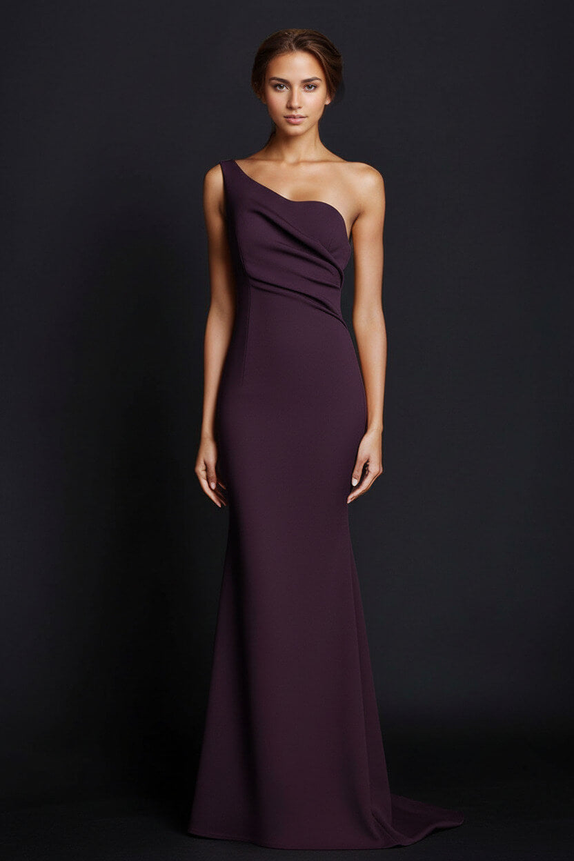 Dreamyannie One Shoulder Khaki Wedding Guest Dress Mermaid Long Formal Dress
