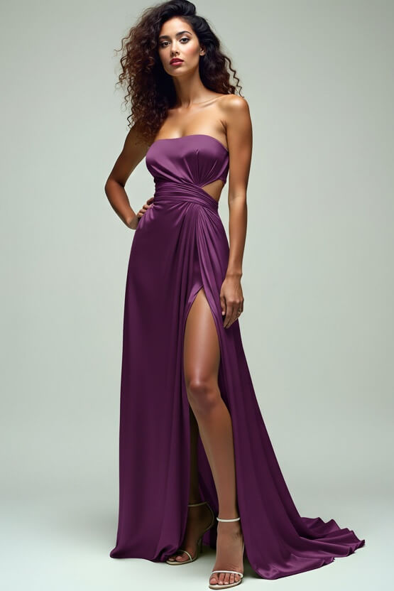 Dreamyannie Ruched Square Neck Lemon Green Wedding Guest Dress Long Formal Dress With Slit