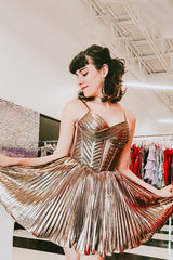 Dreamyannie A-Line Brown Homecoming Dresses Spaghetti Straps Corset Short Cocktail Dresses