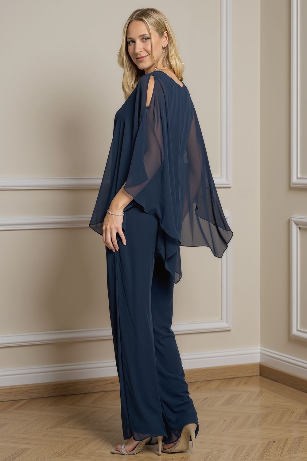 Dreamyannie Black Beaded V Neck Mother Of The Bride Pant Suits